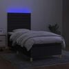 vidaXL Cama box spring colch&oacute;n y luces LED tela negro 100x200 cm