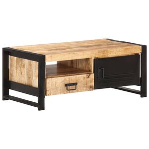 vidaXL Mesa de centro de madera de mango rugosa 100x50x40 cm