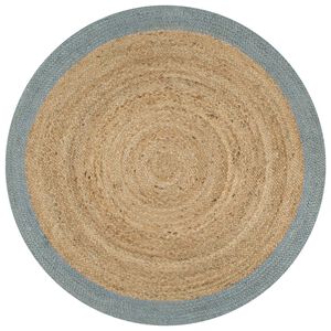 vidaXL Alfombra hecha a mano de yute con borde verde oliva 90 cm