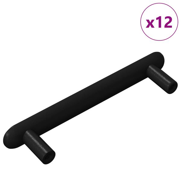 vidaXL Manija de armario 12 pcs Negro 121 x 16.6 x 28.3 mm Hierro