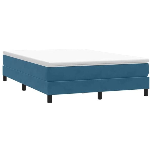 vidaXL Cama box spring sin colch&oacute;n terciopelo azul oscuro 140x210 cm