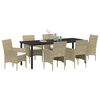 vidaXL Conjunto de Comedor de Jard&iacute;n 7 pcs Beige rat&aacute;n sint&eacute;tico