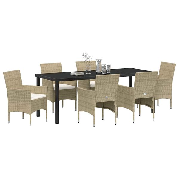 vidaXL Conjunto de Comedor de Jard&iacute;n 7 pcs Beige rat&aacute;n sint&eacute;tico
