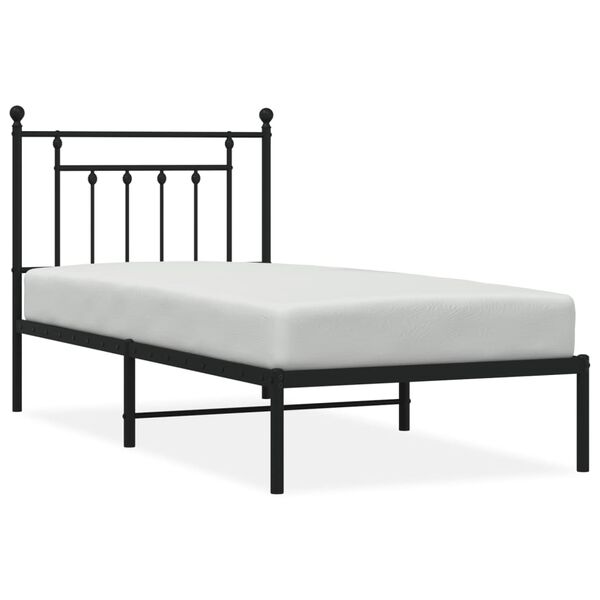 vidaXL Estructura cama sin colchón con cabecero metal negro 90x200 cm
