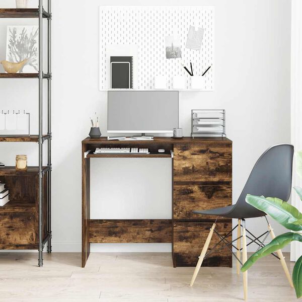 vidaXL Escritorio de madera contrachapada roble ahumado 90x45x76 cm