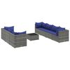 vidaXL Set de muebles de jard&iacute;n 8 pzas y cojines rat&aacute;n sint&eacute;tico gris