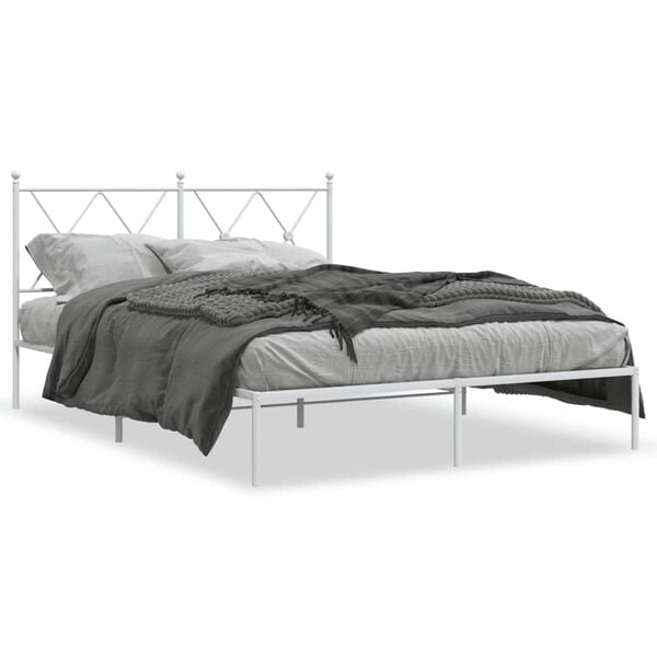vidaXL Estructura cama sin colch&oacute;n con cabecero metal blanco 140x200cm