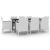 vidaXL Set comedor de jard&iacute;n 9 pzas y cojines rat&aacute;n sint&eacute;tico y vidrio
