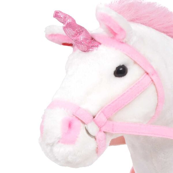 vidaXL Unicornio de peluche de pie blanco y rosa XXL
