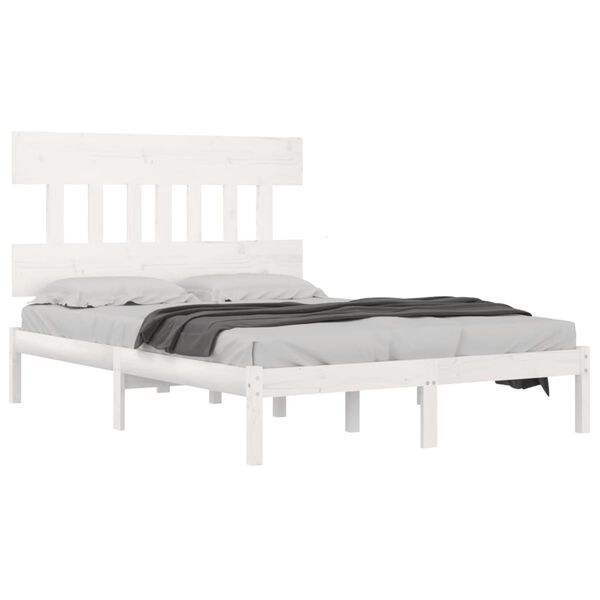 vidaXL Estructura de cama de madera maciza blanca 140x200 cm