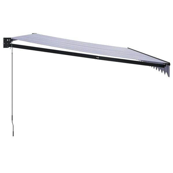 vidaXL Toldo retr&aacute;ctil aluminio y tela azul y blanco 5x3 m