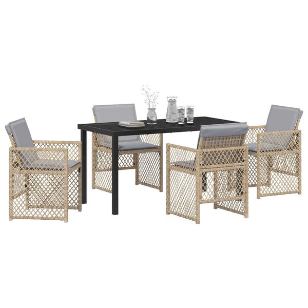 vidaXL Conjunto de Comedor de Jard&iacute;n 5 pcs Beige rat&aacute;n sint&eacute;tico