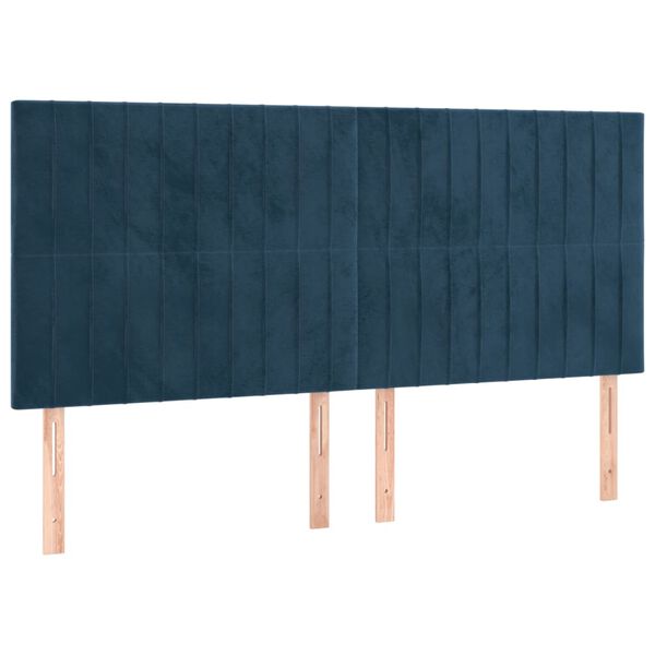 vidaXL Cabecero de cama azul oscuro 160x5x118/128 cm Terciopelo