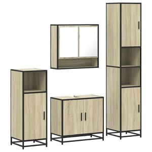 vidaXL Juego de muebles de ba&ntilde;o 4 pzas contrachapada roble sonoma