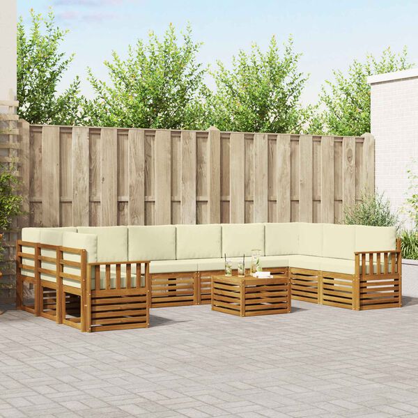 vidaXL Juegos de sof&aacute;s 11 pcs Natural y Crema Madera de Acacia S&oacute;lida