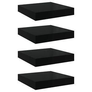 vidaXL Estante flotante de pared 4 uds MDF negro brillo 23x23,5x3,8cm