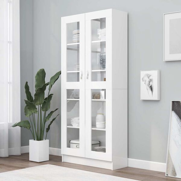 vidaXL Vitrina de madera contrachapada blanco 82,5x30,5x185 cm