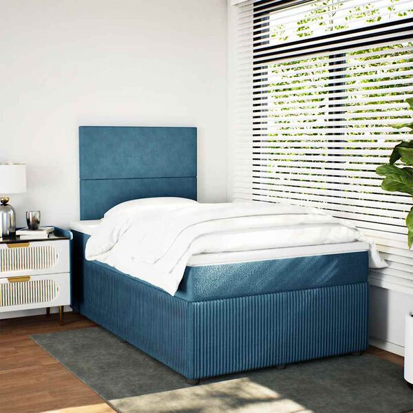 vidaXL Cama box spring con colch&oacute;n terciopelo azul 120x190 cm