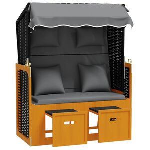vidaXL Silla Strandkorb cojines rat&aacute;n sint&eacute;tico madera negro antracita