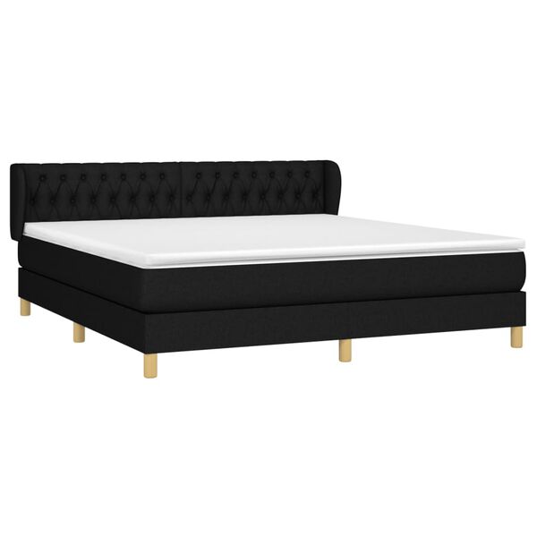 vidaXL Cama box spring con colch&oacute;n tela negro 180x200 cm