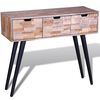 vidaXL Mesa consola con 3 cajones de madera de teca reciclada