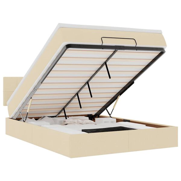vidaXL Cama otomana con colch&oacute;n de tela color crema 140x200 cm