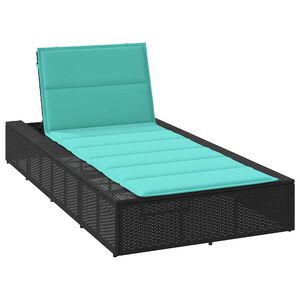 vidaXL Tumbona con coj&iacute;n flotante rat&aacute;n sint&eacute;tico negro