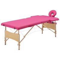 vidaXL Camilla de masaje plegable 2 zonas madera rosa
