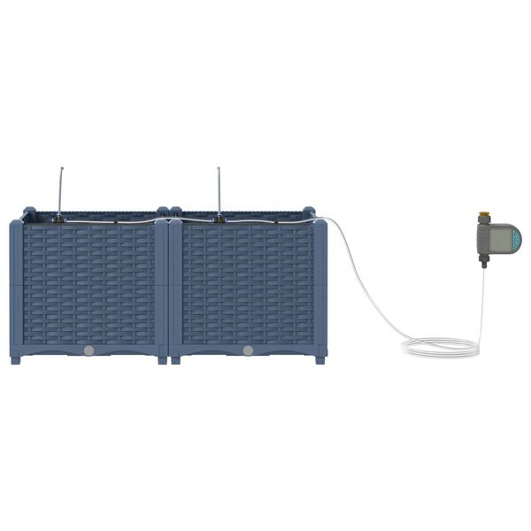 vidaXL Macetero de Jard&iacute;n 2 pcs Gris 80 x 40 x 37,5 cm Pl&aacute;stico