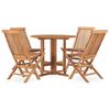 vidaXL Set de comedor de jard&iacute;n plegable 5 pzas madera maciza de teca
