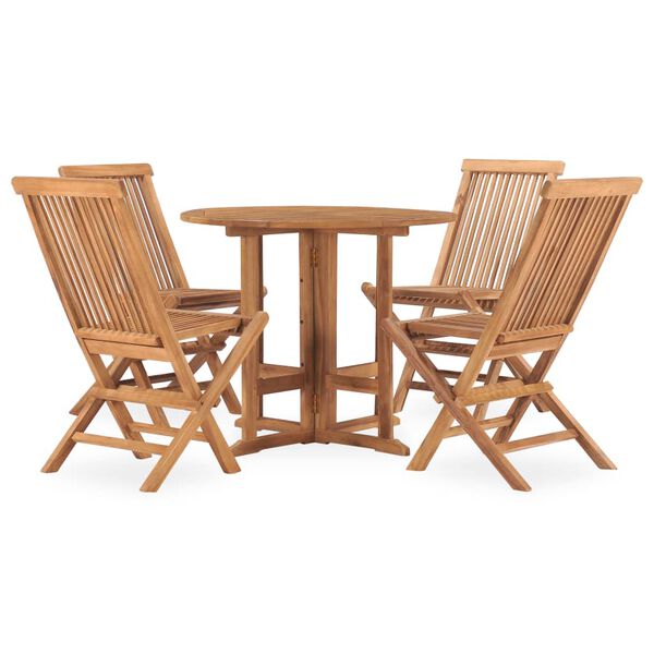 vidaXL Set de comedor de jard&iacute;n plegable 5 pzas madera maciza de teca