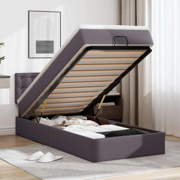 vidaXL Cama otomana colch&oacute;n cuero sint&eacute;tico gris 80x200cm