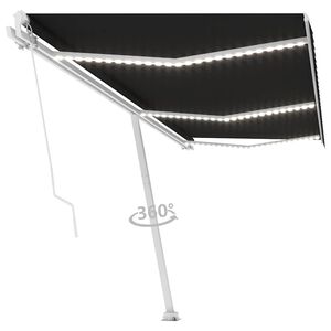 vidaXL Toldo manual con LED solar 6 x 3 m Gris antracita