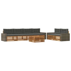 vidaXL Conjunto de sof&aacute;s de exterior 7 uds. Natural y Antracita