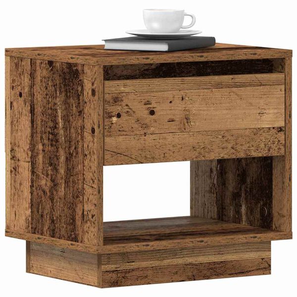 vidaXL Mesita de Noche con cajón Madera vieja 45 x 34 x 44 cm