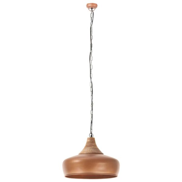 vidaXL L&aacute;mpara colgante industrial hierro cobre y madera 35 cm E27