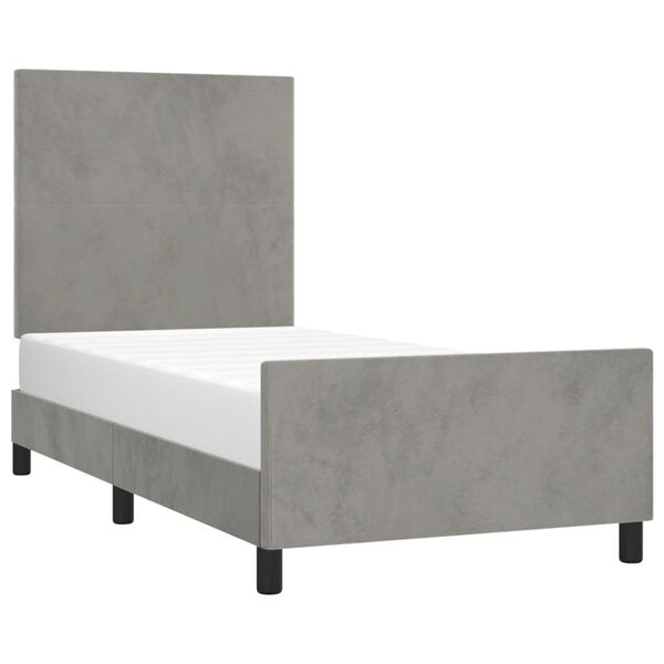 vidaXL Estructura de cama sin colch&oacute;n terciopelo gris claro 100x200 cm