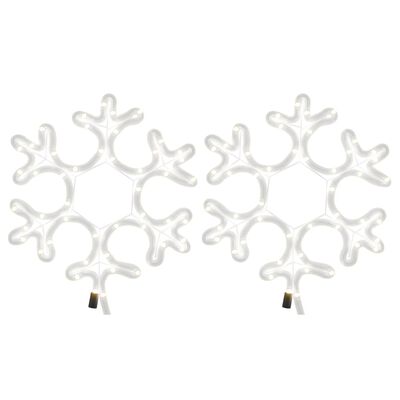 vidaXL Figura de Navidad de copo de nieve con LED 2 piezas 27x27 cm