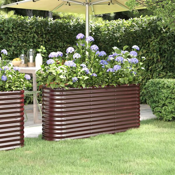 vidaXL Jardinera arriate acero galvanizado marrón 152x40x68 cm