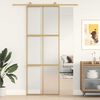 vidaXL Puerta corredera dorada vidrio ESG esmerilado aluminio 76x205cm