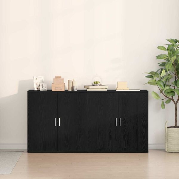vidaXL Aparador 2 pcs Roble Negro 79 x 38 x 80 cm Madera de ingenier&iacute;a