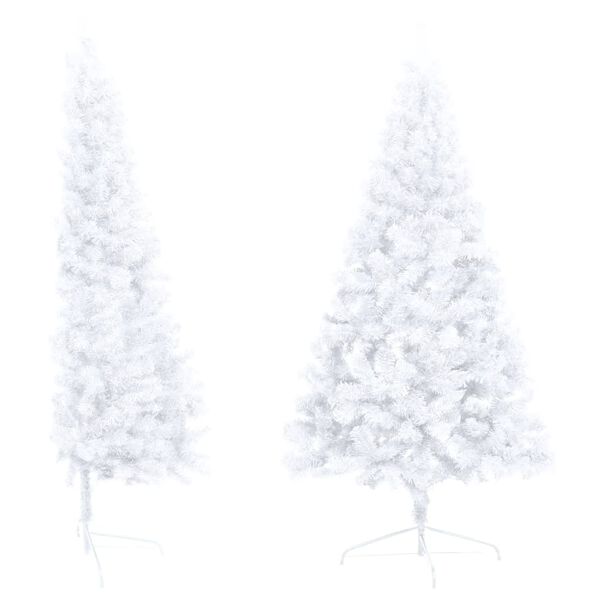 vidaXL Medio árbol de Navidad con luces y bolas blanco 120 cm