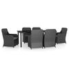 vidaXL Juego de comedor de jard&iacute;n 7 piezas con cojines negro