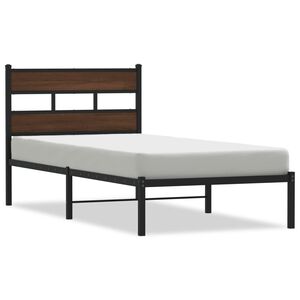 vidaXL Estructura cama con cabecero sin colch&oacute;n marr&oacute;n roble 80x200 cm