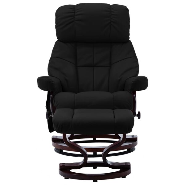 vidaXL Sill&oacute;n reclinable masaje cuero sint&eacute;tico madera curvada negro