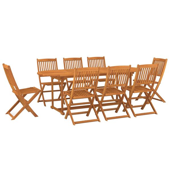 vidaXL Set comedor de jard&iacute;n 9 piezas madera maciza acacia 220x90x75cm
