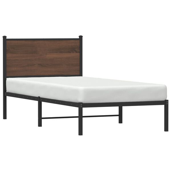 vidaXL Estructura de cama sin colchón metal marrón roble 90x200 cm