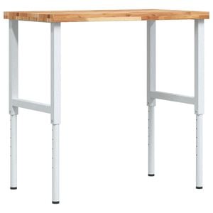 vidaXL Banco de trabajo rectangular madera maciza 100x60x(73-99,5) cm