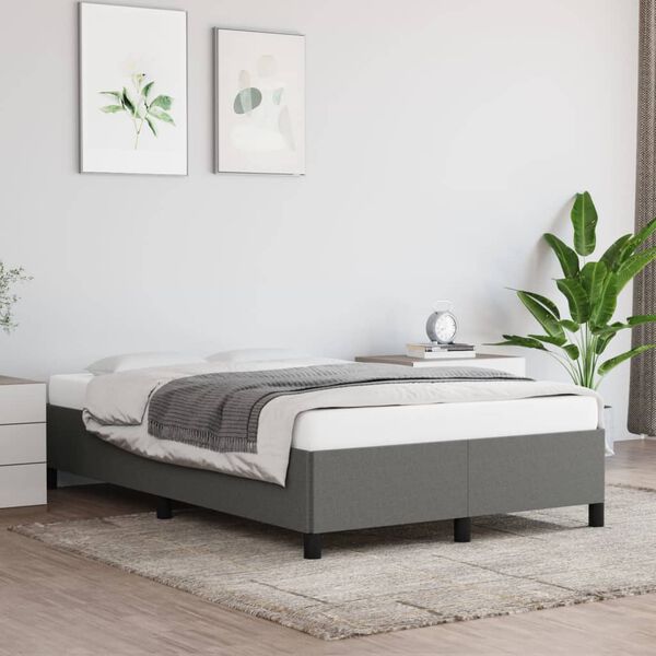 vidaXL Estructura de cama sin colch&oacute;n tela gris oscuro 120x200 cm