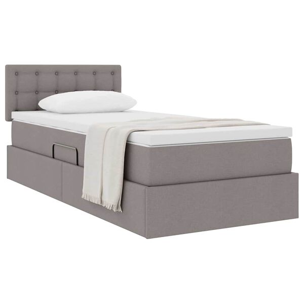 vidaXL Cama con almacenamiento y colch&oacute;n con colch&oacute;n Taup&eacute; 90 x 190 cm